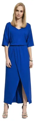 Produktbild von Damen Maxikleid mit Schlitz V-Ausschnitt; Blau 36