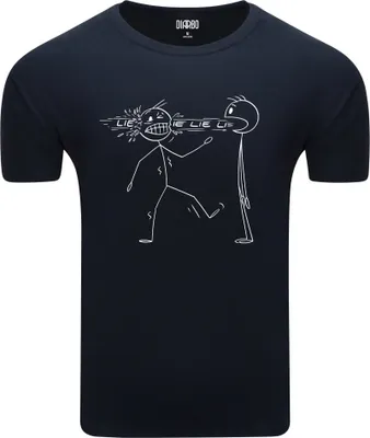 Zdjęcie produktu dla T-shirt męski Diarbo z klasycznym nadrukiem Compulsive liar granatowy rozmiar XXL