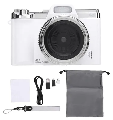Obrázek produktu pro Digitální fotoaparát 64 MP, rozlišení 5K HD, 16× zoom, automatické zaostřování (AF), retro kompaktní fotoaparát pro vlogování a cestování