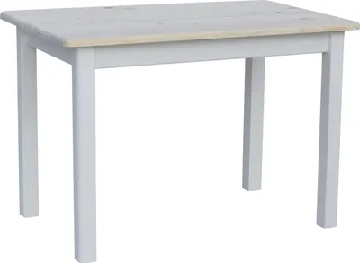 Obrázek produktu pro Bílý stůl z masivního borovicového dřeva s nelakovanou deskou 100 x 60 cm