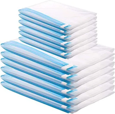 Immagine prodotto di Sacchetti a compressione da viaggio, 2 misure, 60x40 cm, 50x35 cm, per vestiti, coperte, asciugamani, arrotolabili manualmente