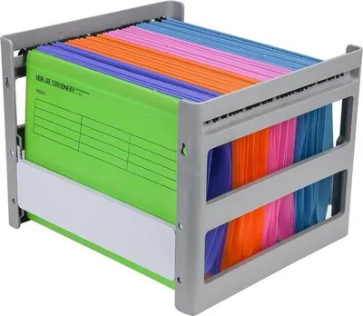 Produktbild von Famanu Hängemappenregal aus grauem Kunststoff - 42,5 × 32,5 × 27,5 cm