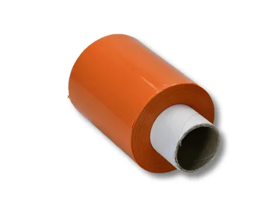 Produktbild von 40x Bündelstretchfolie 100 mm 23my ORANGE Kernlänge 140 mm 150m
