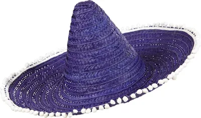 Obrázok produktu pre BLAU/LILA SOMBRERO MIT POM POM 50 cm