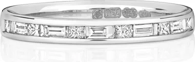 Produktbild von 18 Karat (750) Weißgold Halb Eternity Diamant Trauring/Ehering/Hochzeitsring Baguette-Schliff 0.48 Karat HI - SI, 49 (15.6); TRS3685418KWRSJ