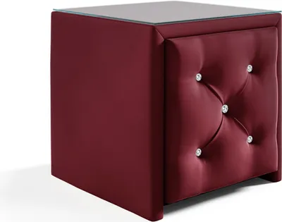 Productafbeelding van Nachtkastje, nachtconsole SEVRA, 50x50 cm, bekleding: stof Elisa Velvet, kleur: bordeauxrood