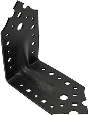 Produktbild von KOTARBAU® Winkelverbinder 115x115x65mm mit Rippe Sicke Lochwinkel Bauwinkel Holzverbinder Balkenwinkel Verbinder Pulverbeschichtung Schwarz Dekorativ