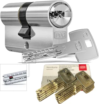Produktbild von DOM iX Twido 333iX7TW Doppelzylinder mit 8 Schlüssel, Länge (a/b) 30/30mm (c= 60mm), mit Sicherungskarte, mit Not- u. Gefahrenfunktion
