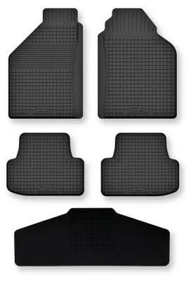 Image de Tapis de sol en caoutchouc + tunnel pour Honda Civic IV 1987-1991 (hayon) – 5 pièces, noirs, semi-universel, adapté