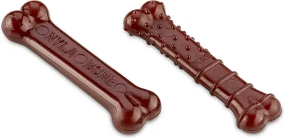 Productafbeelding van Nylabone Kauwspeelgoed, botvorm, bruin, bacon smaak, maat XS, 2 stuks