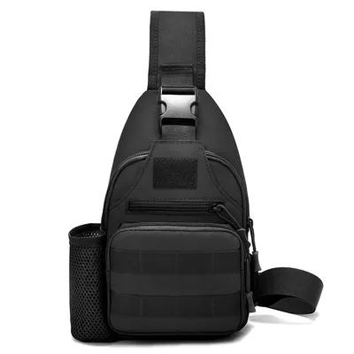 Produktbild von STILVORA Umhängetasche Outdoor Brusttasche Herren, Trinkflaschenhalter Rucksack, Fahrrad Sport Slingbag, USB-Ladeanschluss, taktische Schultertasche, Schwarz