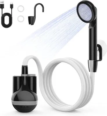 Productafbeelding van Famanu Campingset met douche - Draagbare douche met 2000 mAh lithiumbatterij - 1,8 meter slang
