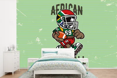 Produktbild von MuchoWow® Fototapete für Wohnzimmer oder Schlafzimmer Wandtapete Vinyl Motivtapete Rugby - Afrika - Jahrgang - 450x300 cm - Gemusterte