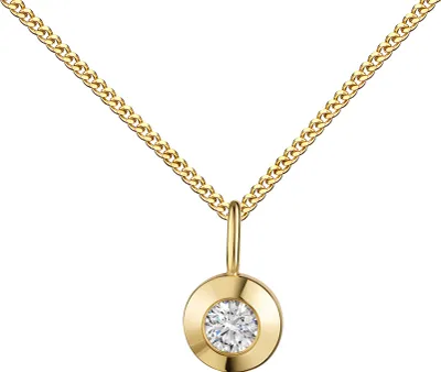 Produktbild von Kleiner Zirkonia-Goldanhänger 333 Kettenanhänger Gold für Damen. Mit Kette 36 cm