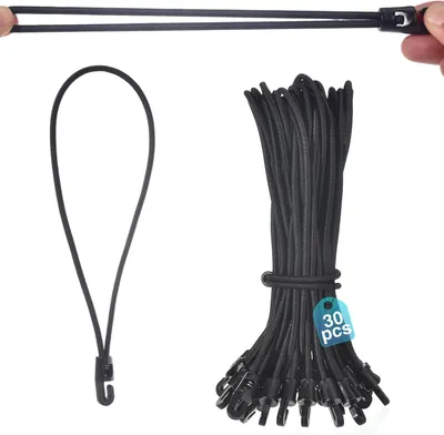 Produktbild von Gummischnpanner mit Haken 30 Stück, 25 cm, schwarz, für Camping