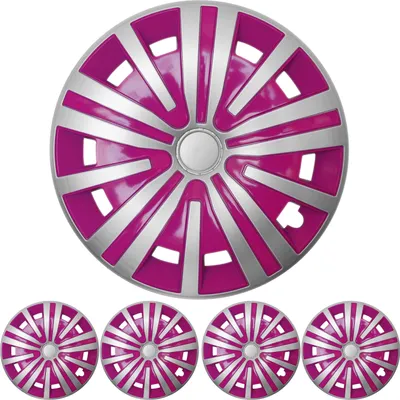 Zdjęcie produktu dla 4x kołpaki PREMIUM DESIGN Spinel 15 INCH w kolorze srebrnym / różowym