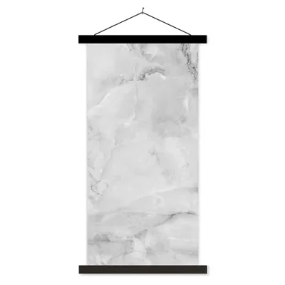 Produktbild von MuchoWow® Textilposter Marmor - Stein - Weiß - Grau - Marmoroptik 60x120 cm mit schwarzem Rahmen - Magnete