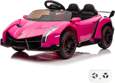 Produktbild von Lamborghini Veneno Kinder Elektroauto 12V (1–6 Jahre) – Offiziell Lizenziert, mit Fernbedienung, 4 Motoren, EVA-Reifen & Ledersitz – Kinder Elektrofahrzeug Rosa