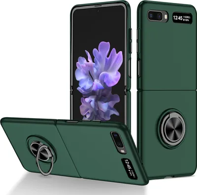Produktbild von Samsung Galaxy Z Flip Hülle, Dünn Hart PC Schutzhülle mit Ringhalter Ständer für Samsung Galaxy Z Flip 5G Grün