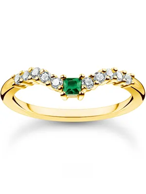 Produktbild von Thomas Sabo TR2398-971-7 Ring Damen Grüner Stein mit Weißen Steinen Gold Gr. 54