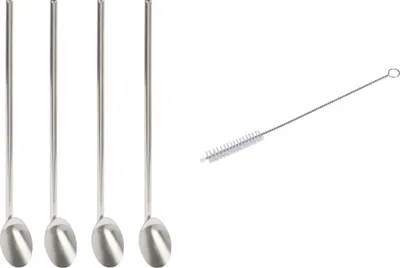 Produktbild von Excellent Houseware Strohhalm-Set, Edelstahl 18/10, 21,5 x 0,6 cm, Silber