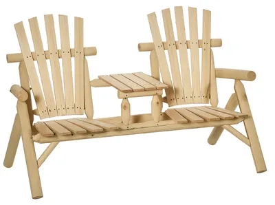 Produktbild von Outsunny Gartenbank mit Tisch, Gartenmöbel, Sitzbank, Holzbank für 2 Personen