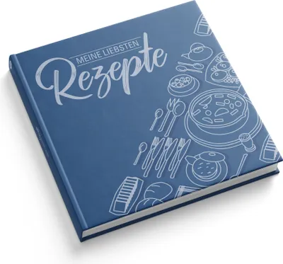 Produktbild von itenga Rezeptbuch Blau "Meine liebsten Rezepte" Kochbuch 88 Seiten 21x21cm