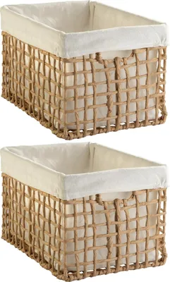 Produktbild von Aufbewahrungskörbe - 35 x 22 cm - Beige - Braun - mit Stoffeinsatz - 2er Set