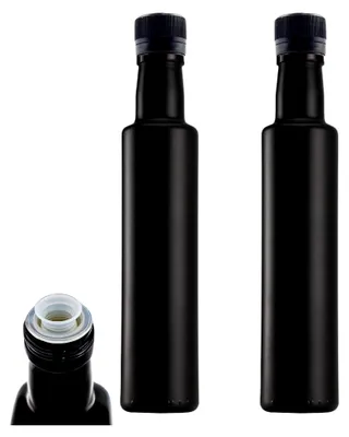 Produktbild von 2 Stück 250 ml Ölflasche mit Ausgießer in Schwarz - Essig- und Ölset
