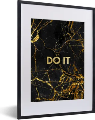 Produktbild von MuchoWow® Gerahmtes Poster Zitate - Motivation - Gold - Marmor 30x40 cm - Poster mit Schwarzem Bilderrahmen Wandposter Rahmen Foto Bilder - Wandposter Schlafzimmer