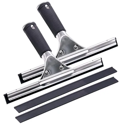 Produktbild von Fensterabzieher - 2 Stück mit 30 cm Breite und 2 Gummilippen - Edelstahl-Abzieher für Fenster