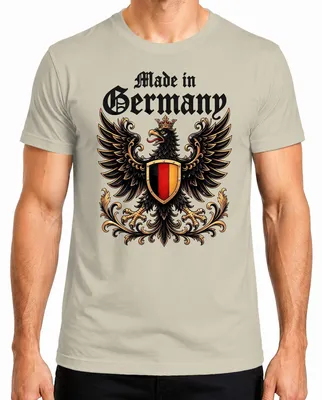 Obrázok produktu pre Pánske tričko s nápisom " Germany", s motívom štátneho erbu Bundesadler, vyjadrujúce pýchu a sarkazmus, farba: prírodná, veľkosť: L