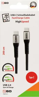 Image de 2GO Schnellladekabel USB-C  100W  2m
