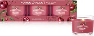 Produktbild von Yankee Candle Duftkerzen-Geschenkset | Votivkerzen mit Black Cherry | Soja-Wachs-Mix | 3 Teile