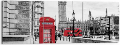 Produktbild von Bild auf Leinwand - Leinwandbild - 3 Teile - Schuppen Telefon London - 150x50cm - Wand Bild - Wanddeko - Wandbilder - Leinwanddruck - Bilder - Wanddekoration - Leinwand bilder - CA150x50-4326