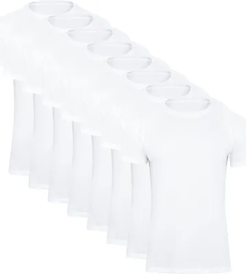 Produktbild von Paolo Renzo Rundhals Basic T-Shirt O-Neck 8 Stück - 100% Baumwolle - Größe L - Weiß