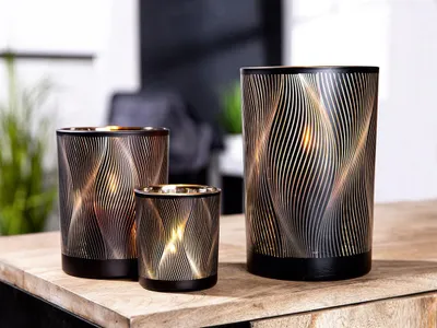Produktbild von Gilde Glas Windlicht "Lines" VE8 50707