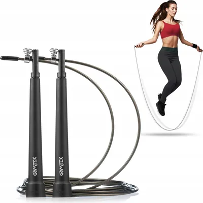 Produktbild von Gymtek® Springseil - 280cm Stahlkordel - Seilspringen, Speed Rope, Jump Rope für Erwachsene - Fitness, Training, Gym, Crossfit, Cardio