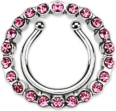Produktbild von viva-adorno Fake Brustwarzenpiercing Nippel Piercing Brust Piercing Nippel Ring Clip on Z513 Farbe: Pink / Rosa