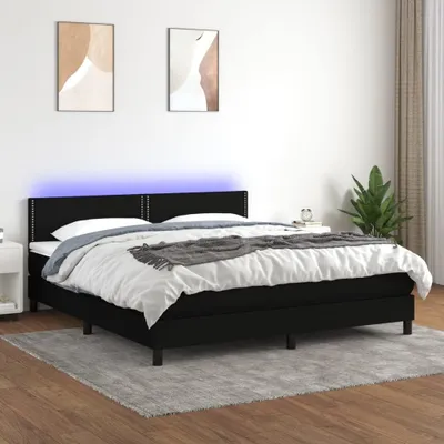 Produktbild von Design Möbel Boxspringbett mit Matratze & LED Schwarz 180x200 cm Stoff - 2024 Neu