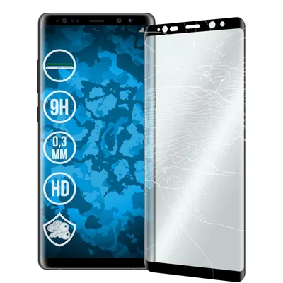 Produktbild von 1er-Pack PhoneNatic Glas-Folie klar full-screen mit abgerundeten Ecken schwarz kompatibel mit Samsung Galaxy Note 8 - Panzerglas für Galaxy Note 8