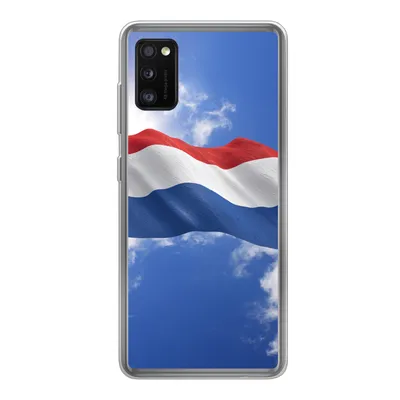 Produktbild von MuchoWow® Handyhülle Schutzhülle Hülle für Samsung Galaxy A41 Die Flagge der Niederlande weht am Himmel Silikon Softcase Handy Hülle - Mobiltelefon
