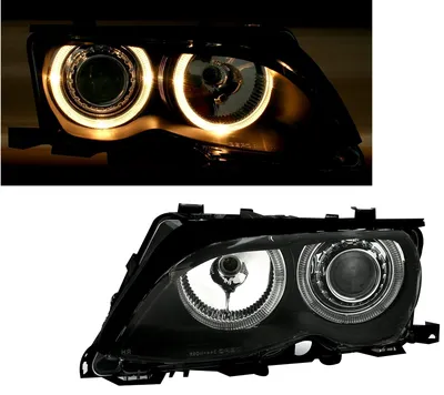 Für BMW 3er E46 Limousine Touring ab 10/2001- Angel Eyes Scheinwerfer Schwarz in der Farbe Schwarz von AD TUNING GmbH & Co. KG