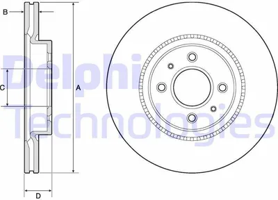 Immagine prodotto di 2x disco freno DELPHI BG4743C per HYUNDAI i20 Hatchback (GB IB) 44 1mm 280mm