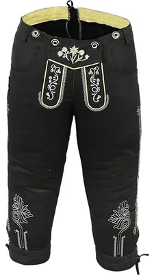 Produktbild von Damen Trachten Kniebundhose Jeans Hose kostüme mit Hosenträgern in der 4x Farben, Größe:40, Farbe:Schwarz