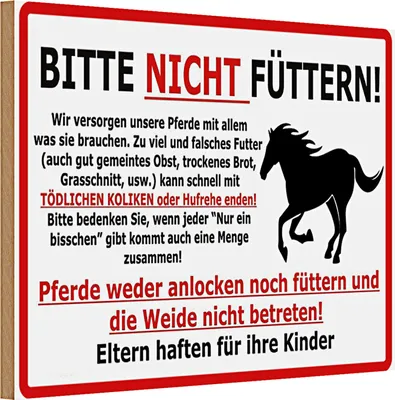 Produktbild von Holzschild Warnschild 30x20cm Pferd Bitte nicht füttern