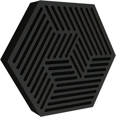 Produktbild von 2er-Pack — Wandmontierte Akustikplatten | Schallabsorbierende & dekorative Holzpaneele zur Echoreduzierung| [HEXAGON | Schwarz]