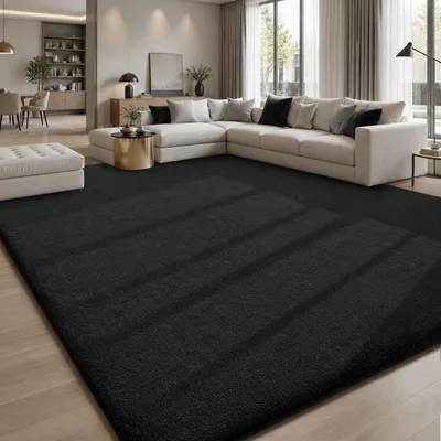 Produktbild von r, flauschiger Teppich für das Wohnzimmer, 275 x 370 cm, Grau