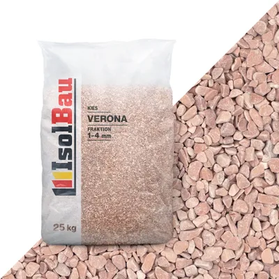 Produktbild von Isolbau - Zierkies 25 kg - Marmorkies 1-4 mm - Deko-Steine für Garten, Steinteppich, Aquariumkies, Ziersplitt Natursteine Gartenkies Wegkies Teichkies für Innen und Außen - Rosso Verona