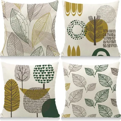 Immagine prodotto di Cuscini da esterno 45x45 cm, set da 4, cuscini decorativi per soggiorno, giardino, balcone, in tela